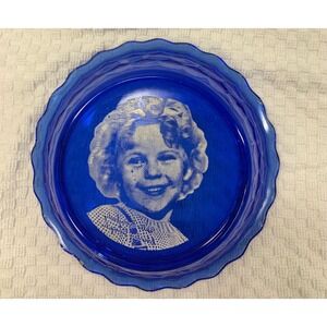 Vintage Shirley Temple Cobalt Blue Glass Bowl 1930s Depression Glass Retro Rare
